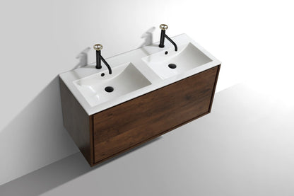 Kube Bath De Lusso 48" Wall Mount / Wall Hung Modern Double Sink Bathroom Vanity With 2 Drawers Acrylic Countertop