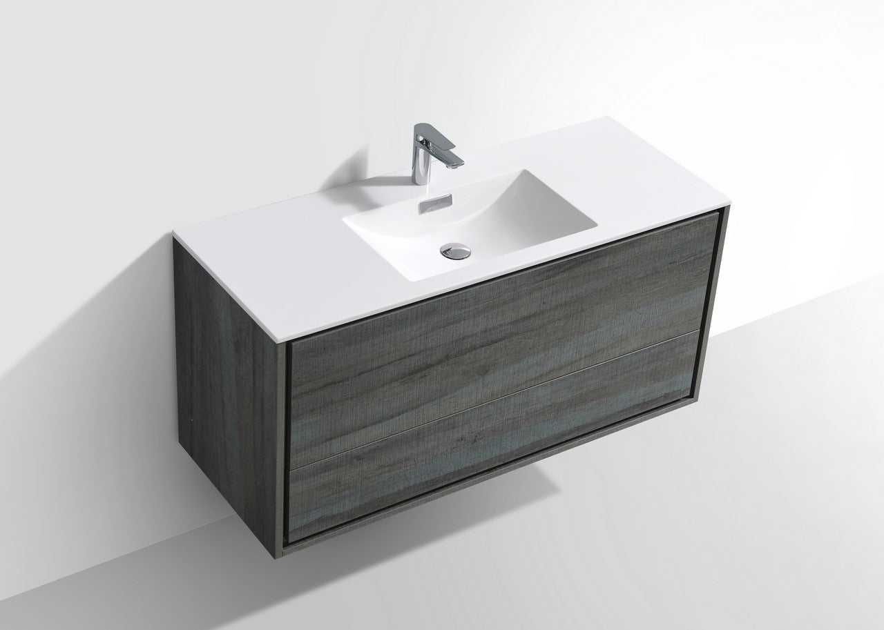 Kube Bath De Lusso 48" Wall Mount / Wall Hung Modern Single Sink Bathroom Vanity With 2 Drawers Acrylic Countertop