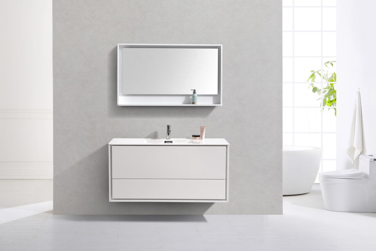 Kube Bath De Lusso 48" Wall Mount / Wall Hung Modern Single Sink Bathroom Vanity With 2 Drawers Acrylic Countertop