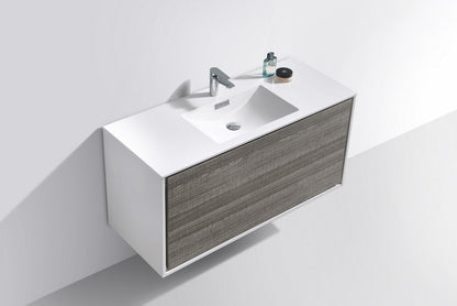 Kube Bath De Lusso 48" Wall Mount / Wall Hung Modern Single Sink Bathroom Vanity With 2 Drawers Acrylic Countertop