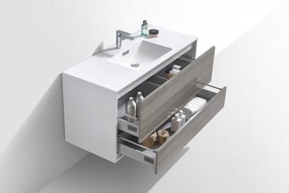 Kube Bath De Lusso 48" Wall Mount / Wall Hung Modern Single Sink Bathroom Vanity With 2 Drawers Acrylic Countertop