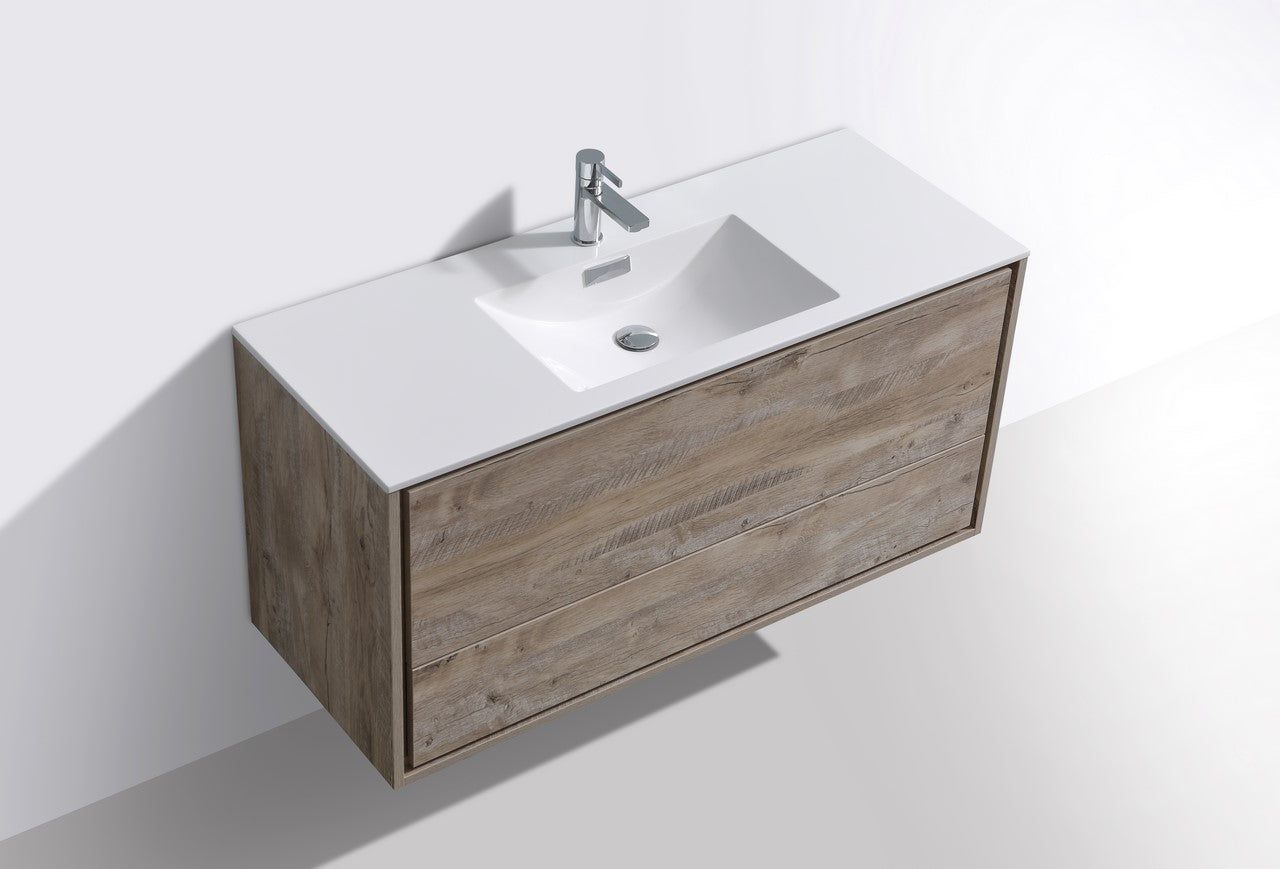 Kube Bath De Lusso 48" Wall Mount / Wall Hung Modern Single Sink Bathroom Vanity With 2 Drawers Acrylic Countertop