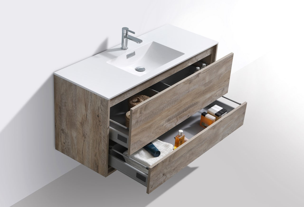 Kube Bath De Lusso 48" Wall Mount / Wall Hung Modern Single Sink Bathroom Vanity With 2 Drawers Acrylic Countertop