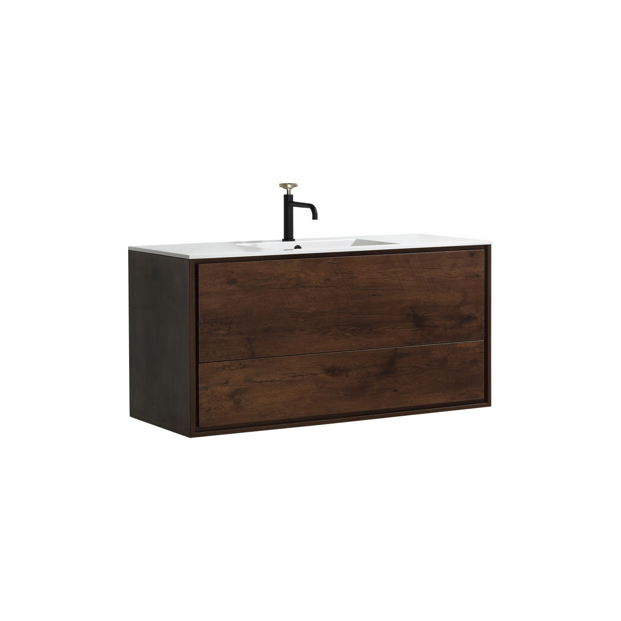 Kube Bath De Lusso 48" Wall Mount / Wall Hung Modern Single Sink Bathroom Vanity With 2 Drawers Acrylic Countertop