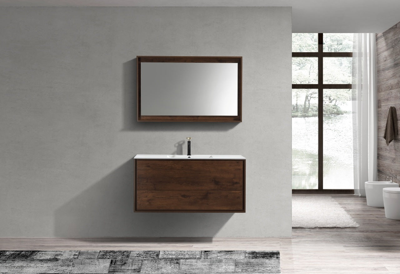 Kube Bath De Lusso 48" Wall Mount / Wall Hung Modern Single Sink Bathroom Vanity With 2 Drawers Acrylic Countertop