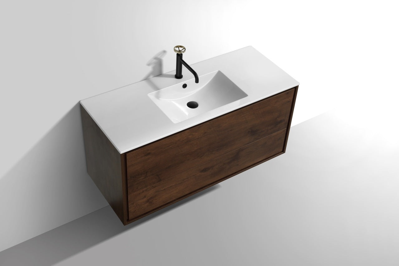 Kube Bath De Lusso 48" Wall Mount / Wall Hung Modern Single Sink Bathroom Vanity With 2 Drawers Acrylic Countertop