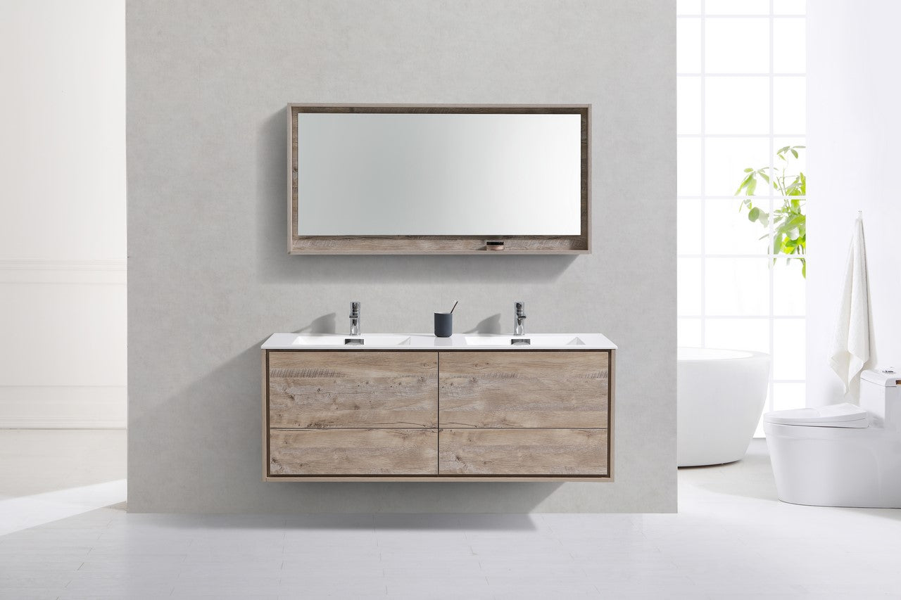 Kube Bath De Lusso 60" Wall Mount / Wall Hung Modern Double Sink Bathroom Vanity With 4 Drawers Acrylic Countertop