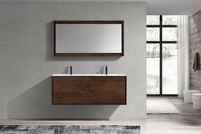 Kube Bath De Lusso 60" Wall Mount / Wall Hung Modern Double Sink Bathroom Vanity With 4 Drawers Acrylic Countertop