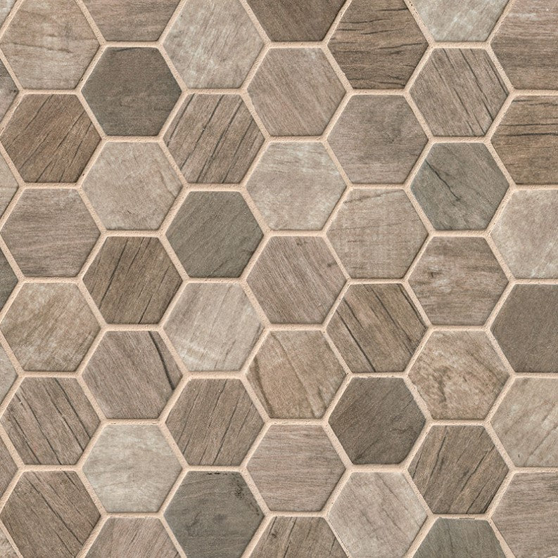 MSI Backsplash and Wall Tile Driftwood Hexagon Glass Tile Matte