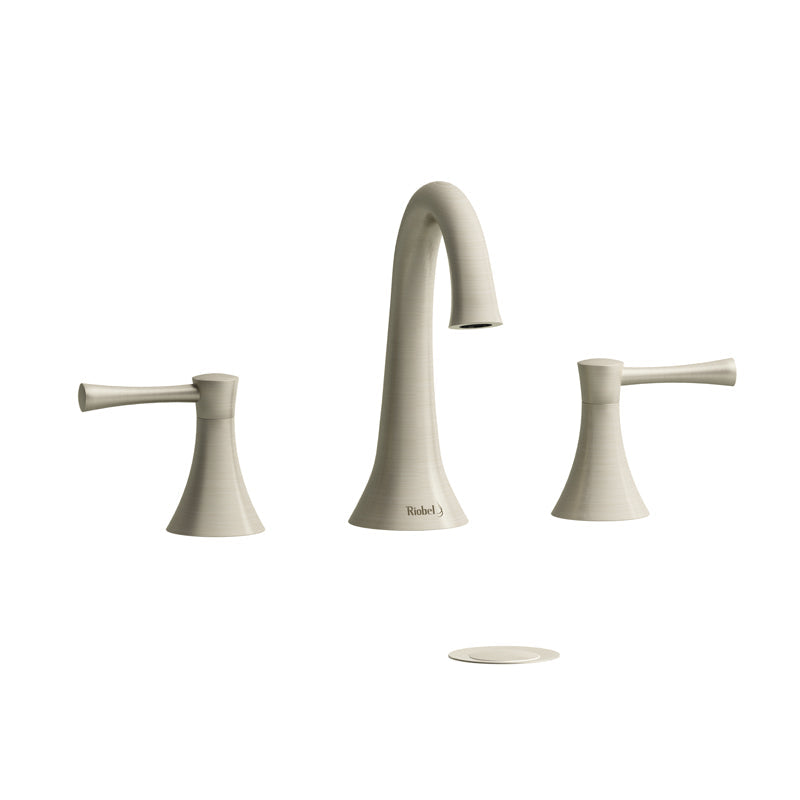 Riobel Edge Transitional 7 1/4" Widespread Lavatory Faucet- Brushed Nickel With Lever Handles