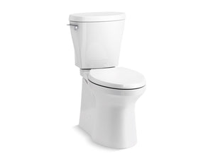 Kohler Betello Comfort Height two-piece elongated 1.28 gpf toilet skirted trapway, Revolution 360 swirl flushing technology and left-hand trip lever, seat not included