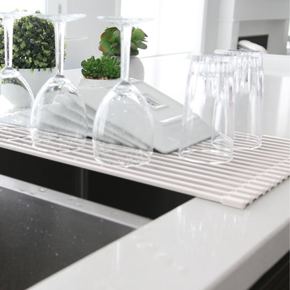 Stylish 20" Over the Sink Roll-up Drying Rack White A-900WH