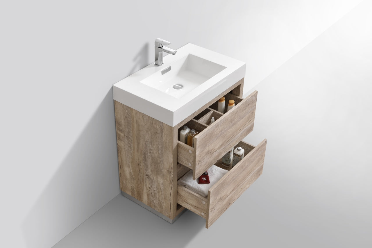 Kube Bath Bliss 30" Floor Mount Free Standing Bathroom Vanity With 2 Drawers