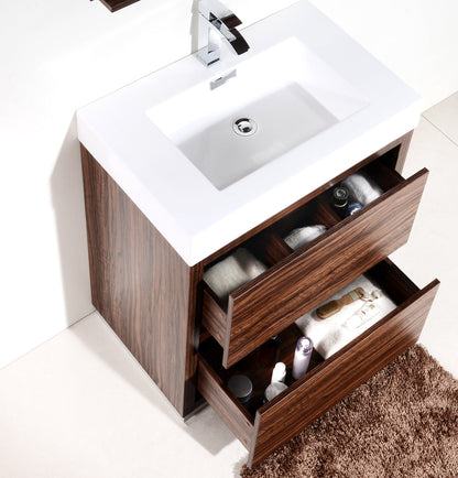 Kube Bath Bliss 30" Floor Mount Free Standing Bathroom Vanity With 2 Drawers