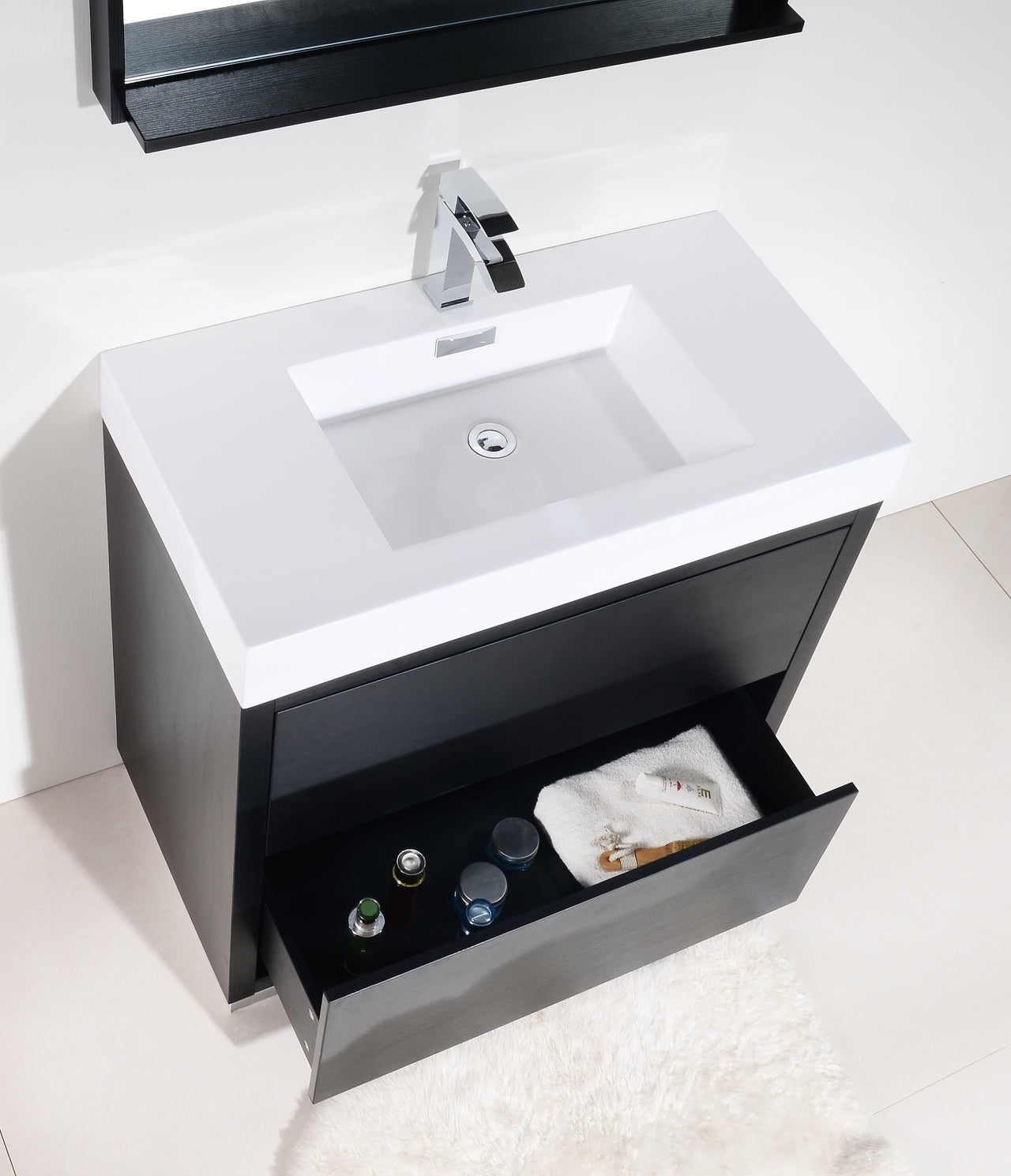 Kube Bath Bliss 40" Floor Mount Free Standing Bathroom Vanity With 2 Drawers and Acrylic Countertop