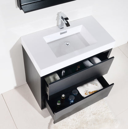 Kube Bath Bliss 40" Floor Mount Free Standing Bathroom Vanity With 2 Drawers and Acrylic Countertop