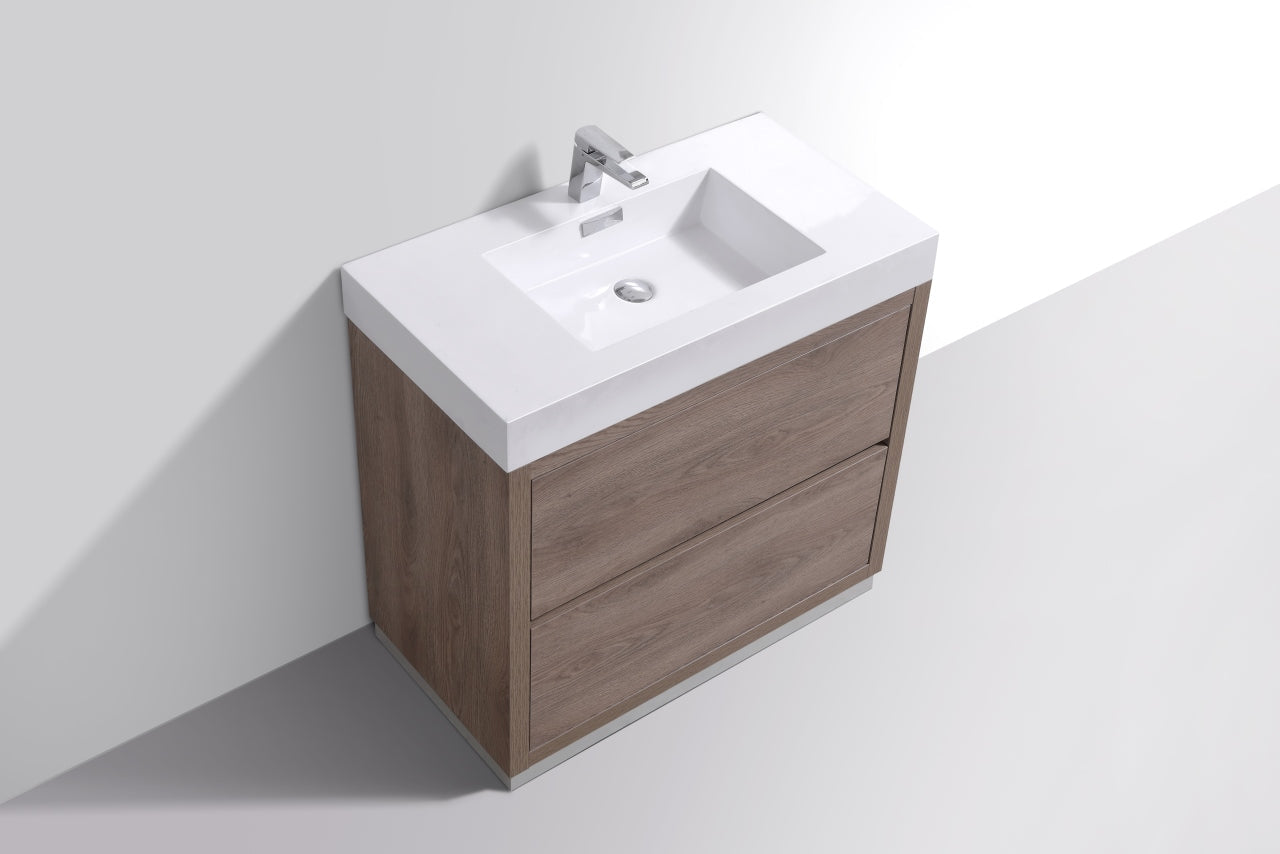 Kube Bath Bliss 40" Floor Mount Free Standing Bathroom Vanity With 2 Drawers and Acrylic Countertop