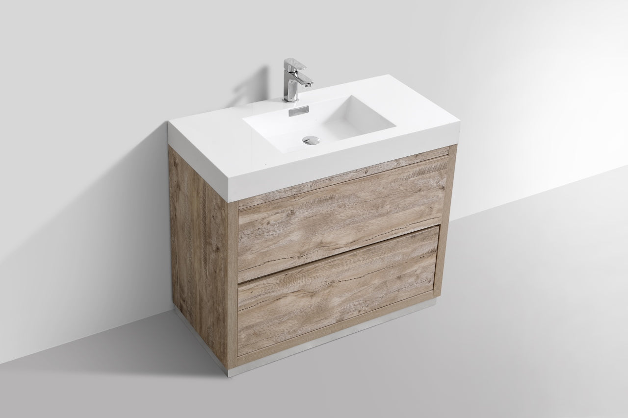 Kube Bath Bliss 40" Floor Mount Free Standing Bathroom Vanity With 2 Drawers and Acrylic Countertop