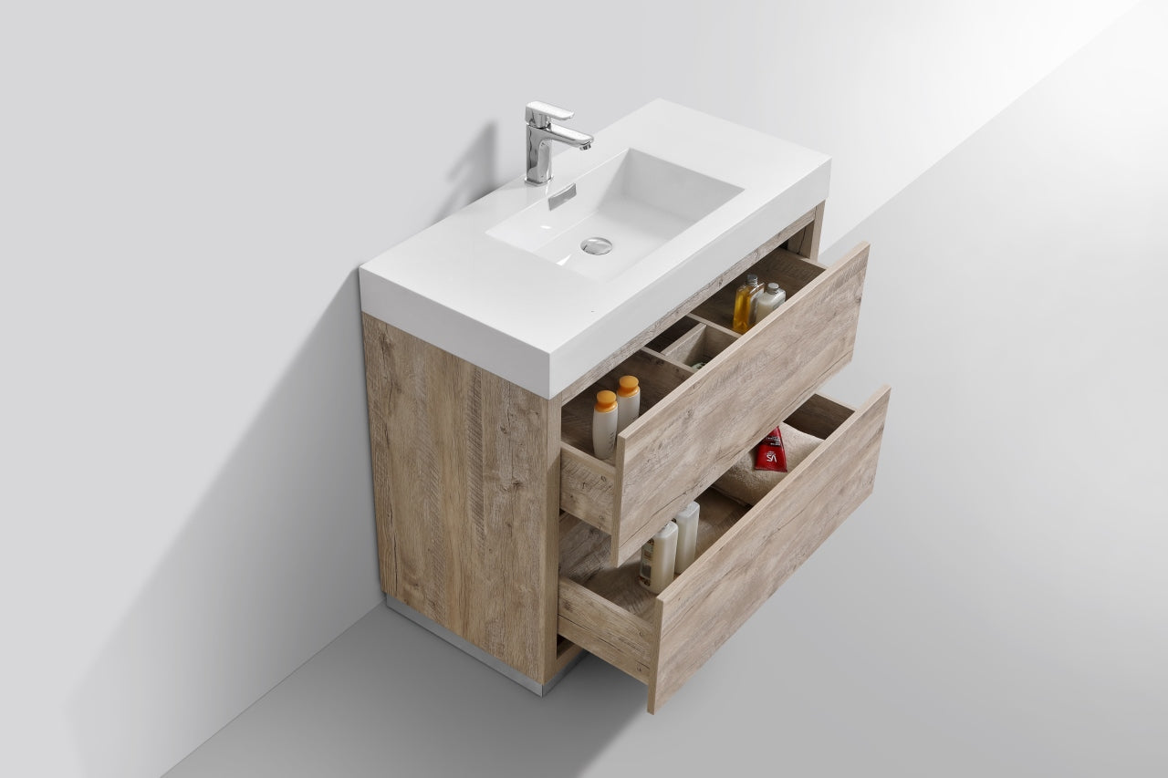 Kube Bath Bliss 40" Floor Mount Free Standing Bathroom Vanity With 2 Drawers and Acrylic Countertop