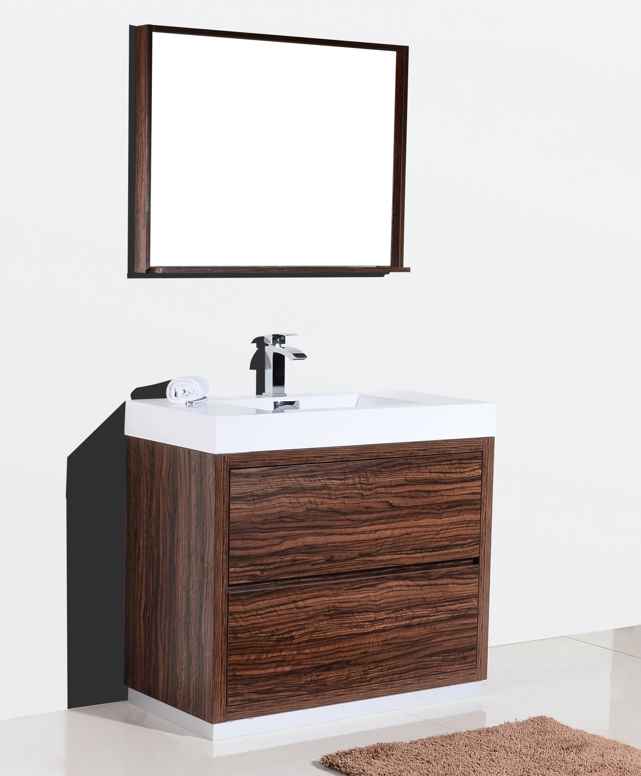 Kube Bath Bliss 40" Floor Mount Free Standing Bathroom Vanity With 2 Drawers and Acrylic Countertop