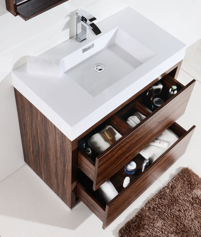 Kube Bath Bliss 40" Floor Mount Free Standing Bathroom Vanity With 2 Drawers and Acrylic Countertop