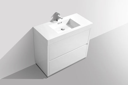 Kube Bath Bliss 40" Floor Mount Free Standing Bathroom Vanity With 2 Drawers and Acrylic Countertop