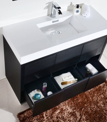 Kube Bath Bliss 48" Floor Mount Free Standing Bathroom Vanity With 6 Drawers Acrylic Countertop