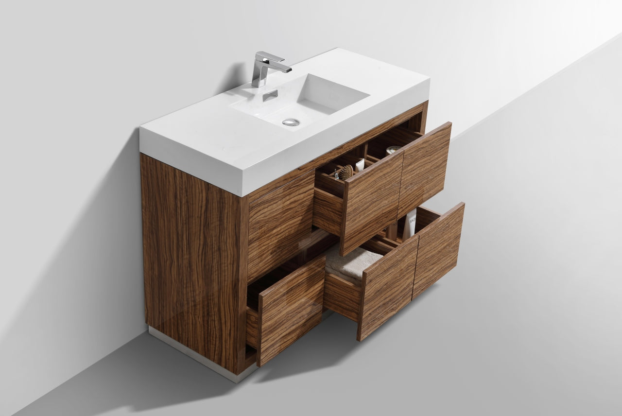 Kube Bath Bliss 48" Floor Mount Free Standing Bathroom Vanity With 6 Drawers Acrylic Countertop