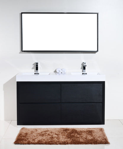 Kube Bath Bliss 60" Floor Mount Free Standing Double Sink Bathroom Vanity With 6 Drawers Acrylic Countertop