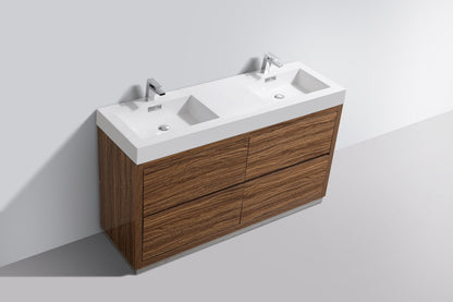 Kube Bath Bliss 60" Floor Mount Free Standing Double Sink Bathroom Vanity With 6 Drawers Acrylic Countertop