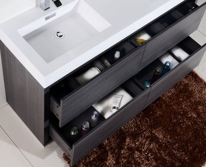 Kube Bath Bliss 60" Floor Mount Free Standing Double Sink Bathroom Vanity With 6 Drawers Acrylic Countertop