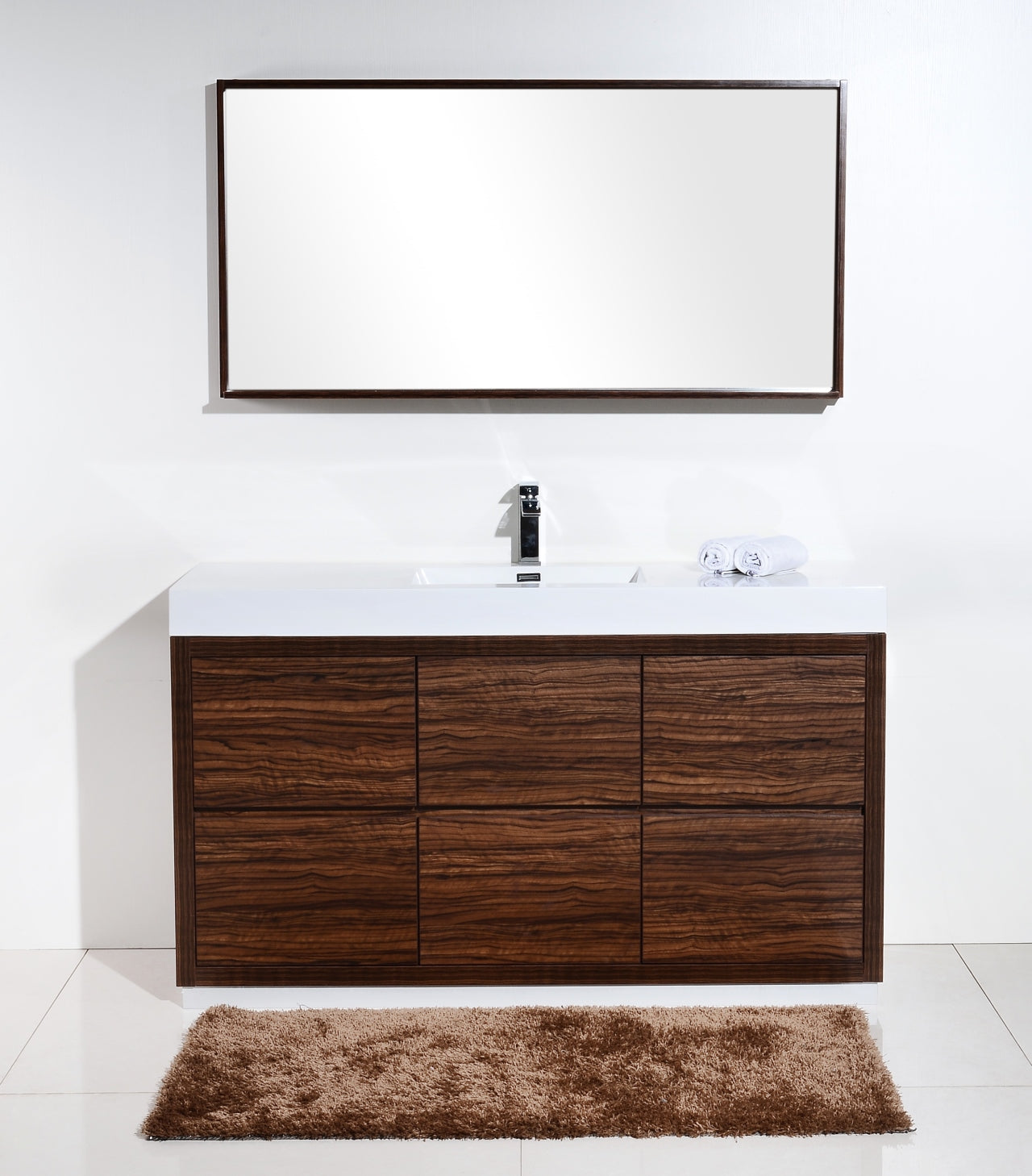 Kube Bath Bliss 60" Floor Mount Free Standing Single Sink Bathroom Vanity With 6 Drawers Acrylic Countertop