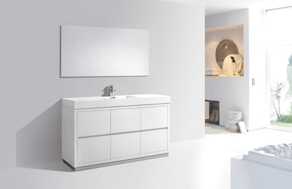 Kube Bath Bliss 60" Floor Mount Free Standing Single Sink Bathroom Vanity With 6 Drawers Acrylic Countertop