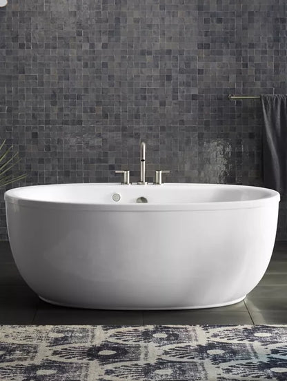 Kohler - Sunstruck 60" X 34" Oval Freestanding Bath With Bask Heated Surface and Straight Shroud