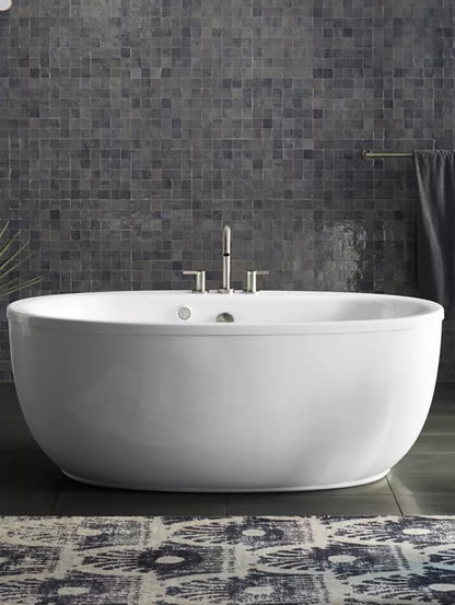 Kohler Sunstruck 65-1/2" X 35-1/2" Oval Freestanding Bath With Bask Heated Surface and Straight Shroud