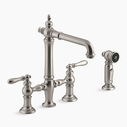 Kohler - Artifacts Two-hole Bridge Bar Sink Faucet With Sidesprayer - Vibrant Stainless