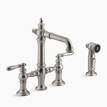 Kohler - Artifacts Two-hole Bridge Bar Sink Faucet With Sidesprayer - Stainless