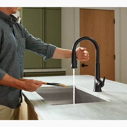 Kohler - Tone Touchless Pull-down Kitchen Sink Faucet With Three-function Sprayhead - Matte Black