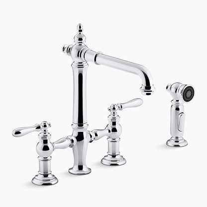 Kohler - Artifacts Two-hole Bridge Bar Sink Faucet With Sidesprayer - Chrome
