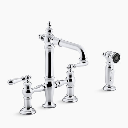 Kohler - Artifacts Two-hole Bridge Bar Sink Faucet With Sidesprayer - Chrome