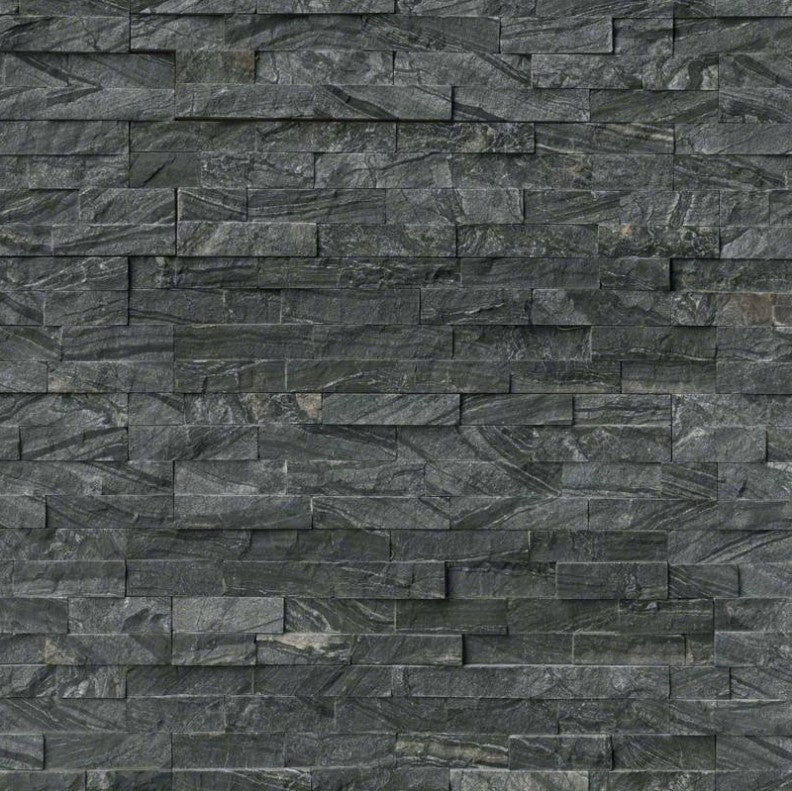 MSI Hardscaping Glacial Black Stacked Stone Panel 6" x 24"