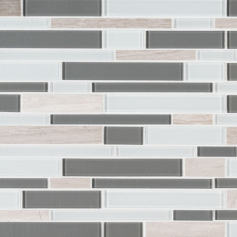 MSI Backsplash and Wall Tile Gray Cliff Interlocking Glass Mosaic Tile 4mm