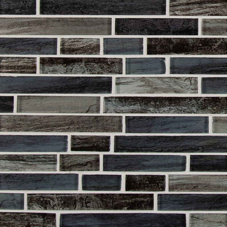 MSI Backsplash and Wall Tile Grigio Lagoon Interlocking Glass Tile 8mm