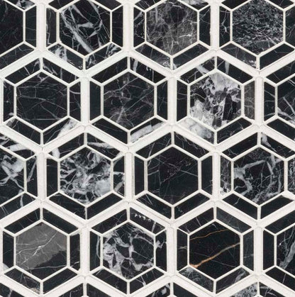 MSI Backsplash and Wall Tile Hexagono Nero Polished Marble Tile