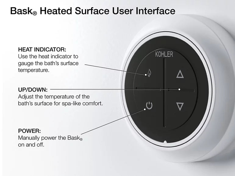 Kohler Sunstruck 65-1/2" X 35-1/2" Oval Freestanding Bath With Bask Heated Surface and Fluted Shroud