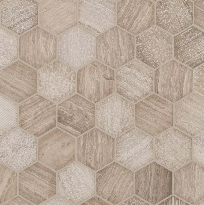 MSI Backsplash and Wall Tile Honey Comb 2" Hexagon Multi Finish Marble Tile 10mm