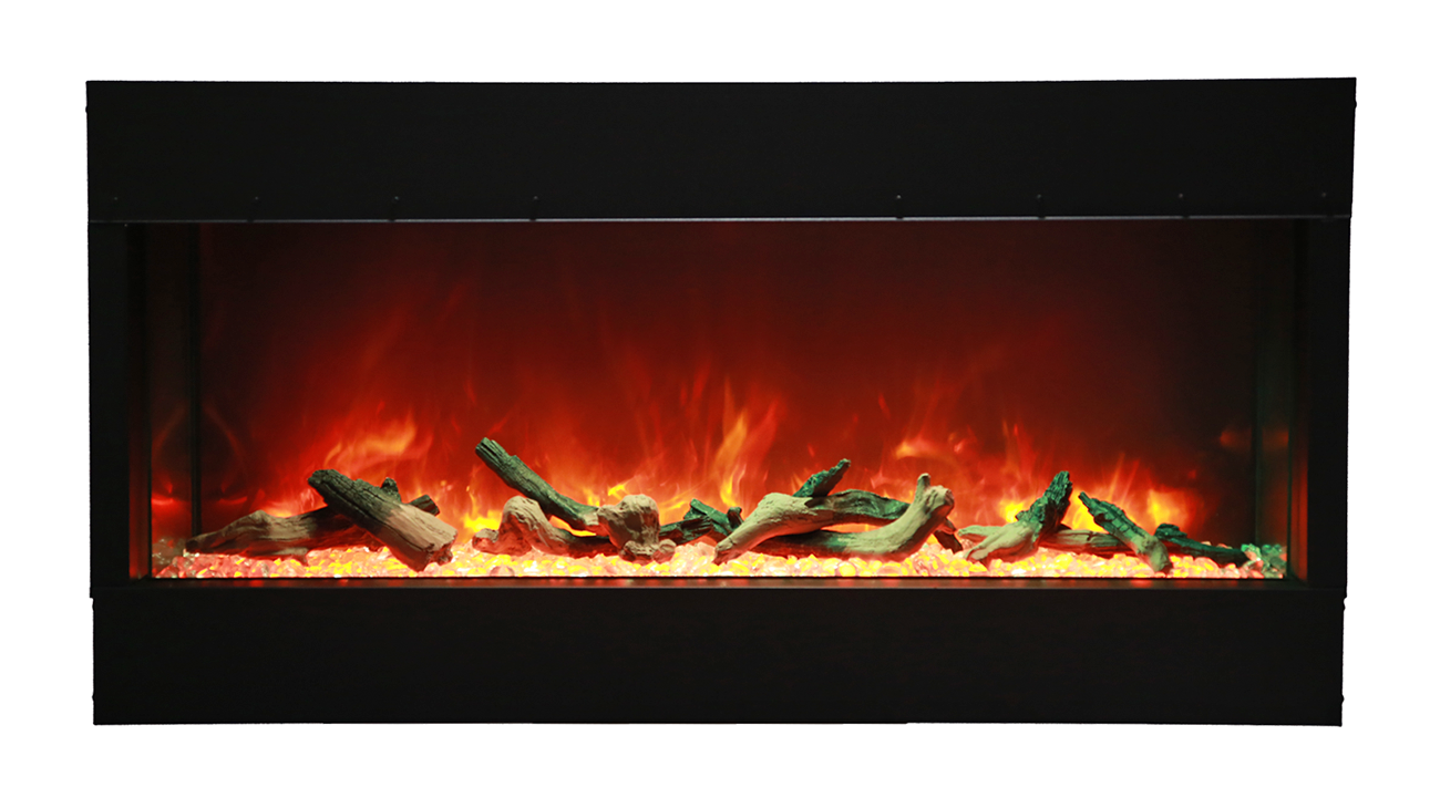 Remii 60-bay-slim – 60″ Wide X 3-7/8″ in Depth – 3 Sided Glass Electric Fireplace