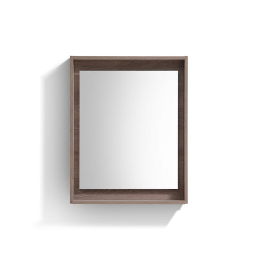 Kube Bath 24" Wide Bathroom Mirror With Shelf – Butternut