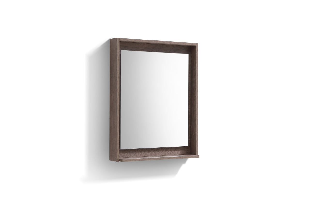 Kube Bath 24" Wide Bathroom Mirror With Shelf – Butternut