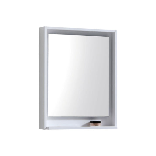 Kube Bath 24" Wide Bathroom Mirror With Shelf – High Gloss White